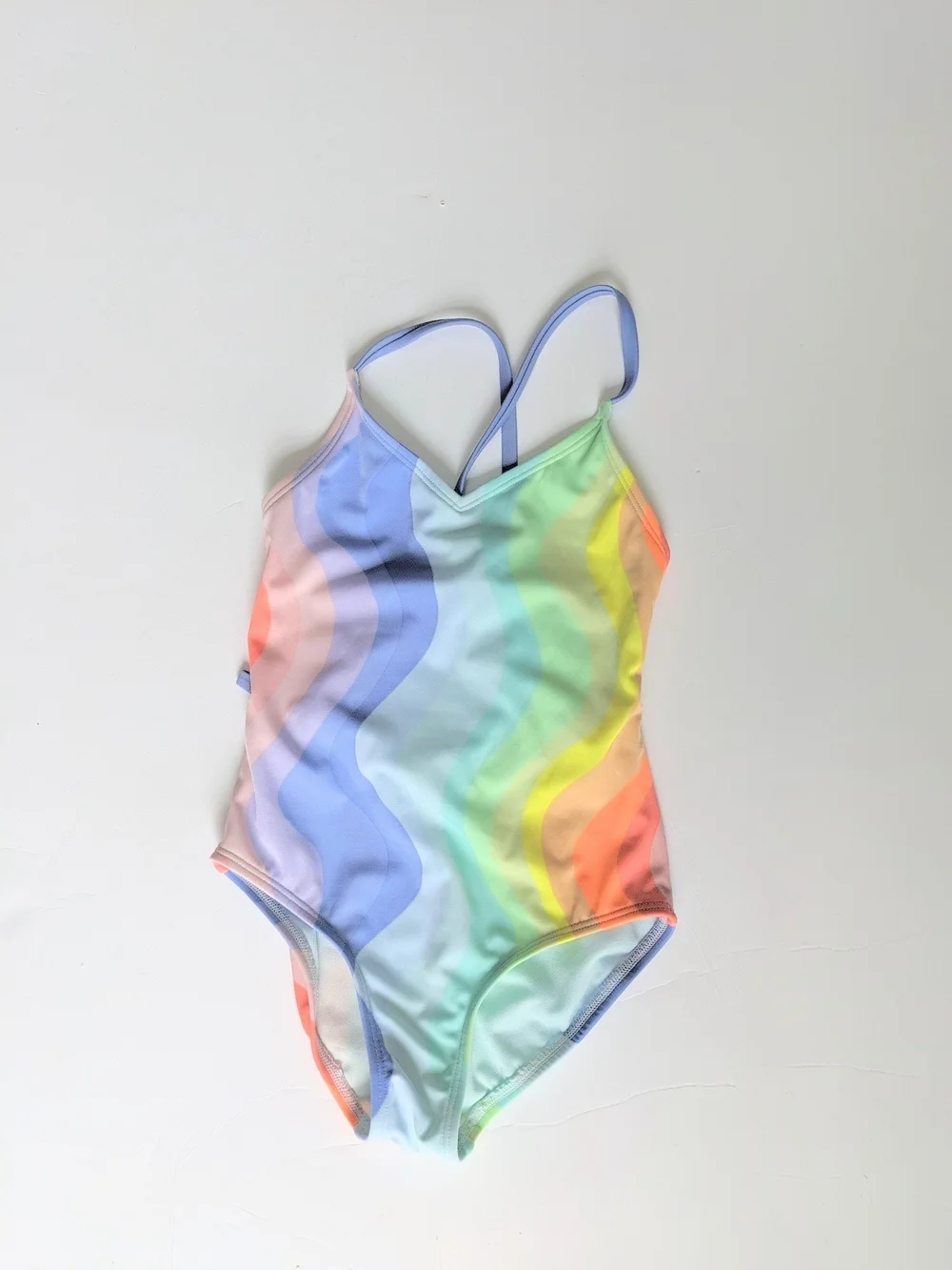 Art Class Girls Rainbow Wave One-Piece Swimsuit
